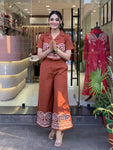 Pure Cotton Shirt Style (With Heavy Embroidery on Front  Front Embroidery on Plazzo)