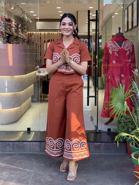 Pure Cotton Shirt Style (With Heavy Embroidery on Front  Front Embroidery on Plazzo)