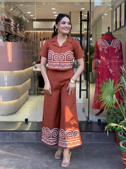 Pure Cotton Shirt Style (With Heavy Embroidery on Front  Front Embroidery on Plazzo)