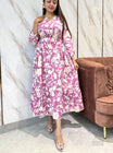 💫Adorn your appearance with this floral printed cotton gown , this gown set is as elegant as it looks!  Adjustable belt given to set fitting as per body shape.