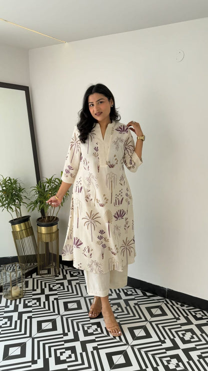 Kurta with plazo Sets-crafted from breathable flax cotton, designed for effortless elegance,(SWCD32)