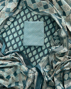 EXCLUSIVE HAND BLOCK PRINT COTTON SUIT SET WITH MULMUL DUPATTA