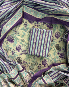 New Hand block printed cotton suit with cotton dupatta