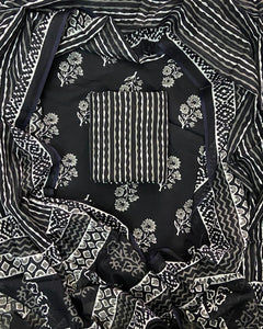 New Hand block printed cotton suit with cotton dupatta