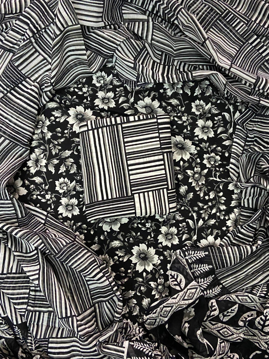 New Hand block printed cotton suit with cotton dupatta