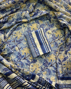 New Hand block printed cotton suit with cotton dupatta