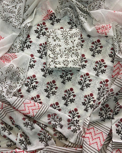 PREMIUM HAND BLOCK PRINTED COTTON SUIT WITH COTTON DUPATTA