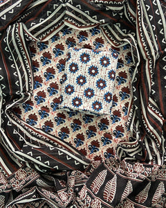 Exclusive Hand block printed cotton suit with cotton dupatta