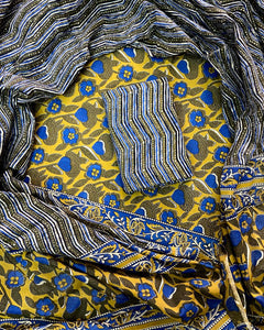Exclusive Hand block printed cotton suit with cotton dupatta