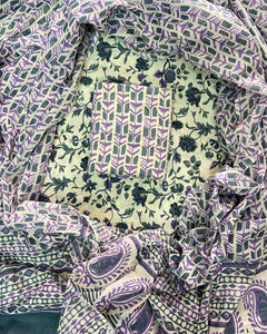 New Hand block printed cotton suit with cotton dupatta
