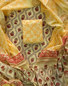 PREMIUM HAND BLOCK PRINTED COTTON SUIT WITH COTTON DUPATTA