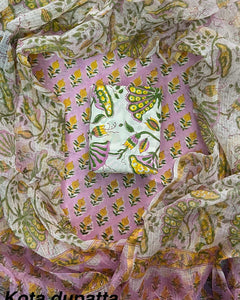 Suits Wala Hand Block Print Cotton Suit Set with Kota Doria Dupatta