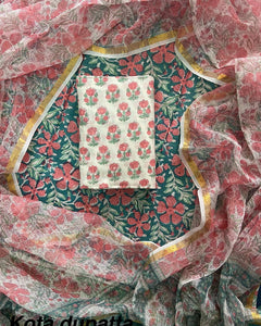 Suits Wala Hand Block Print Cotton Suit Set with Kota Doria Dupatta