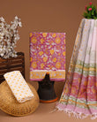 DESIGNER HAND BLOCK PRINT COTTON SUIT SET WITH KOTA DORIA DUPATTA