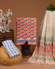DESIGNER HAND BLOCK PRINT COTTON SUIT SET WITH KOTA DORIA DUPATTA