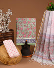 DESIGNER HAND BLOCK PRINT COTTON SUIT SET WITH KOTA DORIA DUPATTA