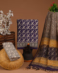 DESIGNER HAND BLOCK PRINT COTTON SUIT SET WITH KOTA DORIA DUPATTA