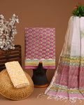 DESIGNER HAND BLOCK PRINT COTTON SUIT SET WITH KOTA DORIA DUPATTA
