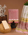 DESIGNER HAND BLOCK PRINT COTTON SUIT SET WITH KOTA DORIA DUPATTA