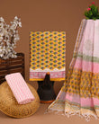 DESIGNER HAND BLOCK PRINT COTTON SUIT SET WITH KOTA DORIA DUPATTA
