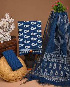 Suits Wala Hand Block Print Cotton Suit Set with Kota Doria Dupatta
