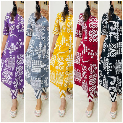 Premium Floral Fine cotton kurti Pant set