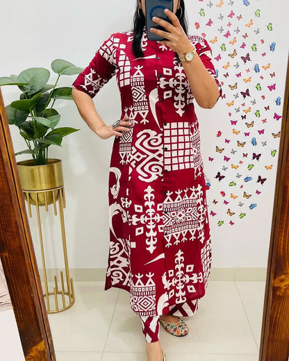 Premium Floral Fine cotton kurti Pant set