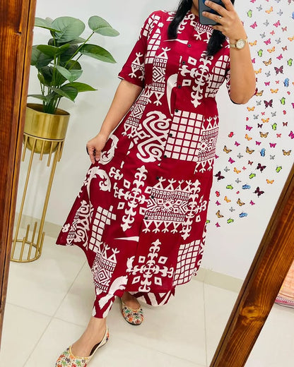 Premium Floral Fine cotton kurti Pant set