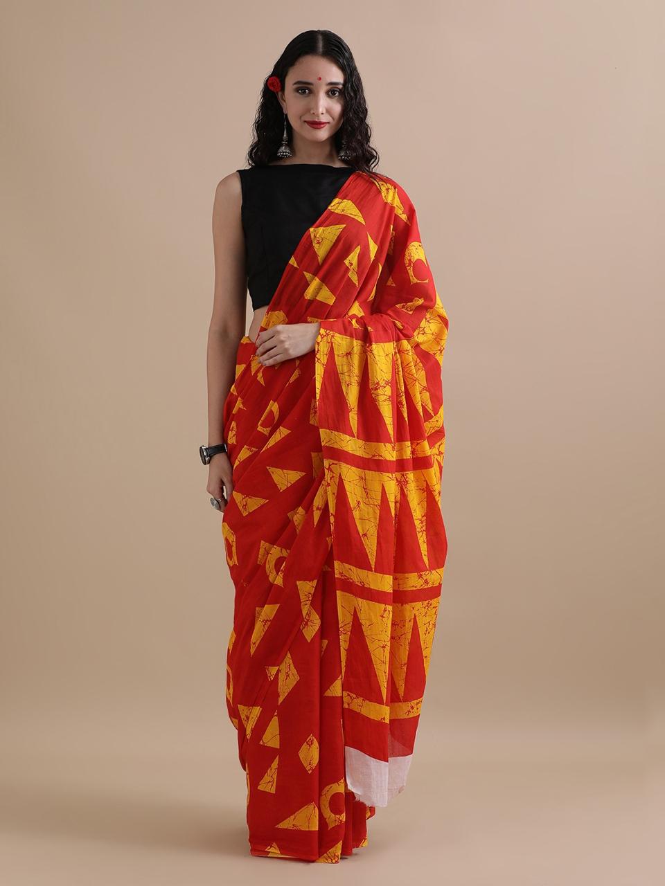 Premium Hand Block Printed Pure Cotton Saree