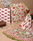 EXCLUSIVE HAND BLOCK PRINT COTTON SUIT SET WITH MULMUL DUPATTA
