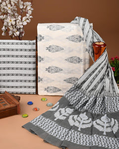 EXCLUSIVE HAND BLOCK PRINT COTTON SUIT SET WITH MULMUL DUPATTA(SWCOTMU15)