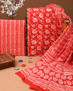 EXCLUSIVE HAND BLOCK PRINT COTTON SUIT SET WITH MULMUL DUPATTA(SWCOTMU04)