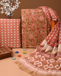 HAND BLOCK PRINT COTTON SUIT SET WITH MULMUL DUPATTA(SWCOTMU02)
