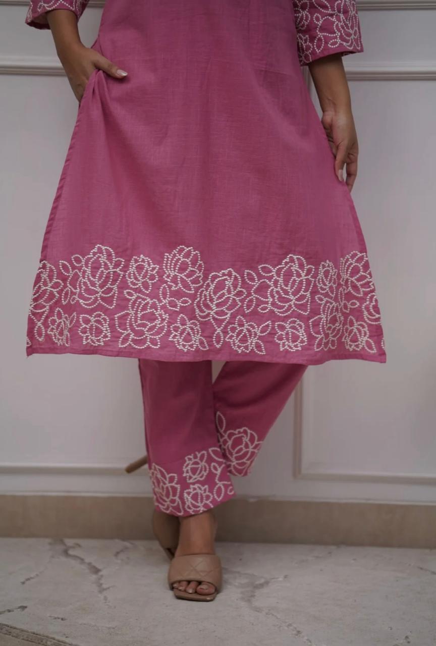 Upgrade your office wear wardrobe with this classy  kurti embroidery work detailing with (WACD69)