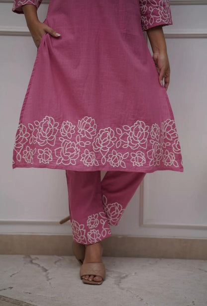 Upgrade your office wear wardrobe with this classy  kurti embroidery work detailing with (WACD69)