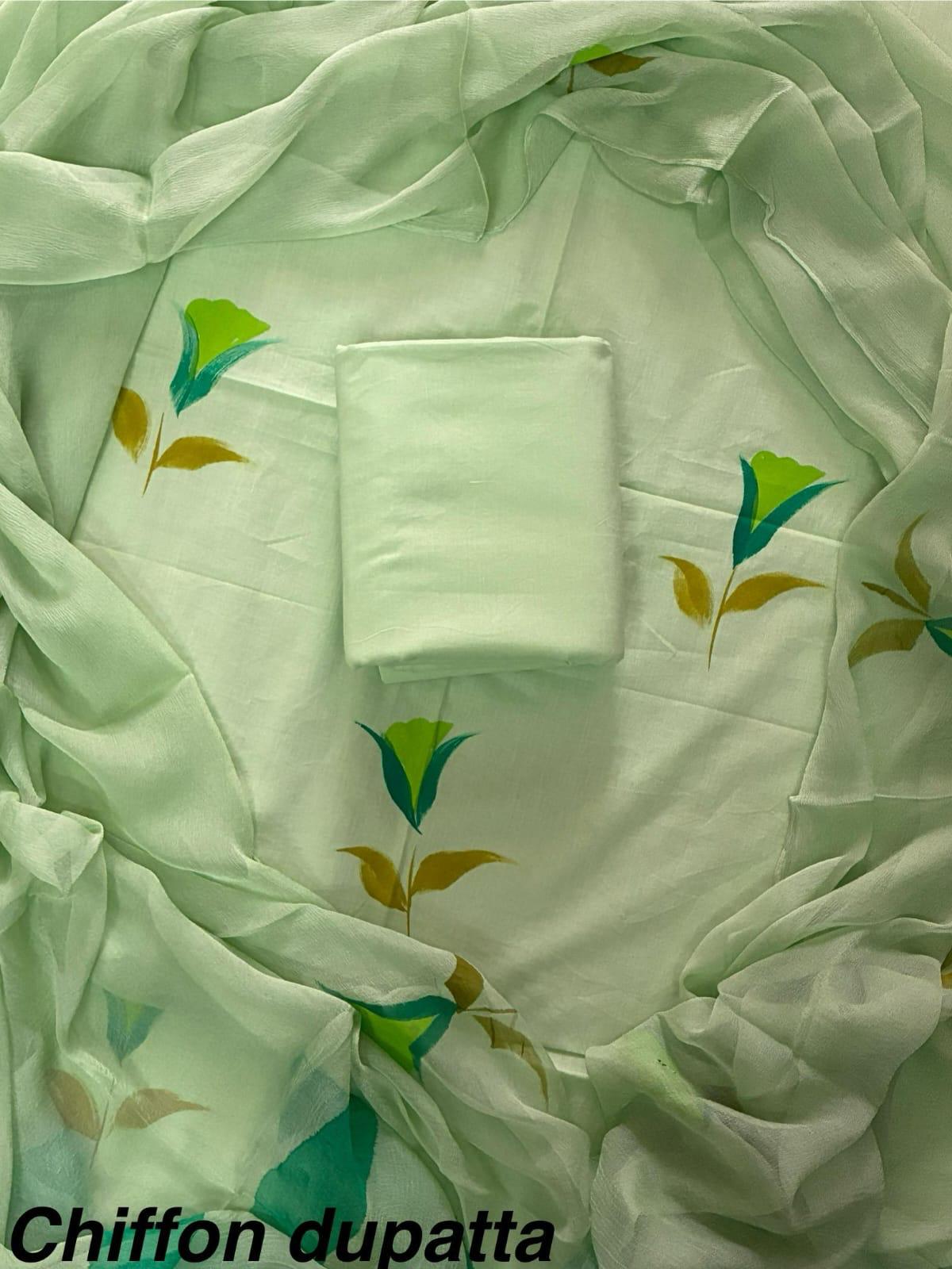 JAAL HAND BLOCK PRINT COTTON SUIT SET WITH CHIFFON DUPATTA(WACFCOTMU156)