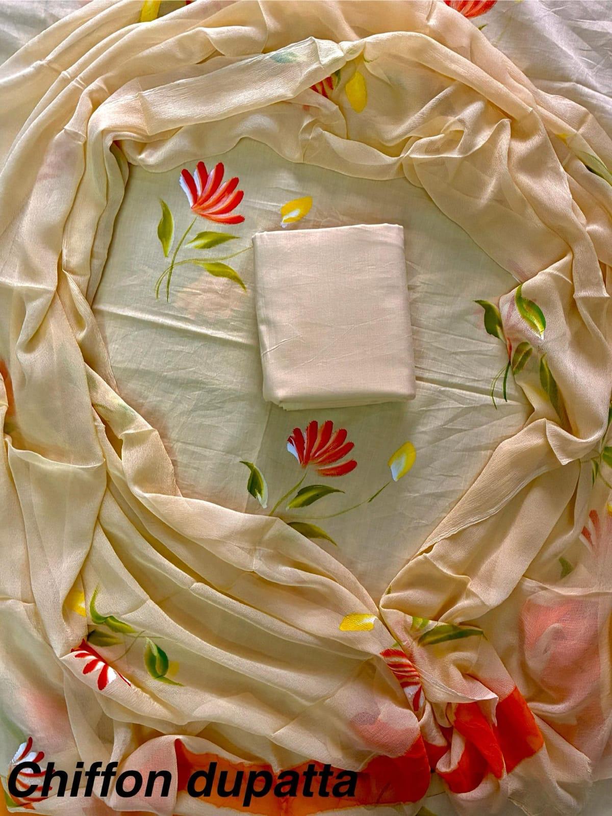 JAAL HAND BLOCK PRINT COTTON SUIT SET WITH CHIFFON DUPATTA(WACFCOTMU149)