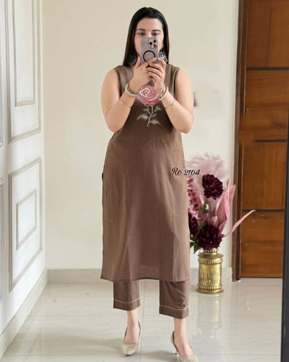 New lauch Elegant Cotton Embroidered Kurta Set for summer(WACD108)