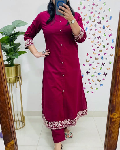 Upgrade your office wear wardrobe with this classy kurti embroidery work detailing with(SWCD114)