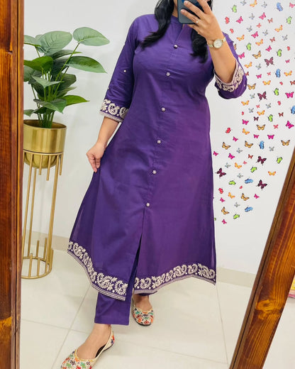 Upgrade your office wear wardrobe with this classy kurti embroidery work detailing with(SWCD113)