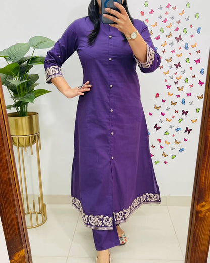 Upgrade your office wear wardrobe with this classy kurti embroidery work detailing with(SWCD113)