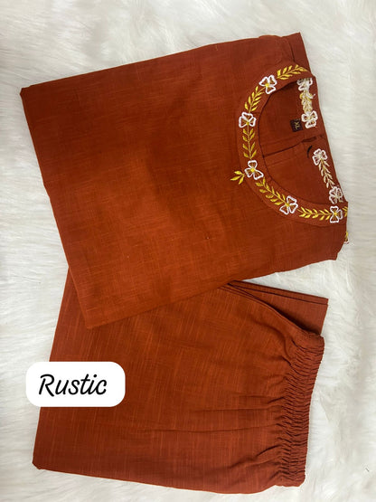 👉 *Presenting Beautifully aline Cotton kurta set Pure cotton slub (WACD115)