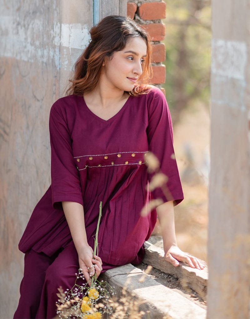 Flared silhouette with a comfort fit Delicate hand embroidery,  (WACD127)