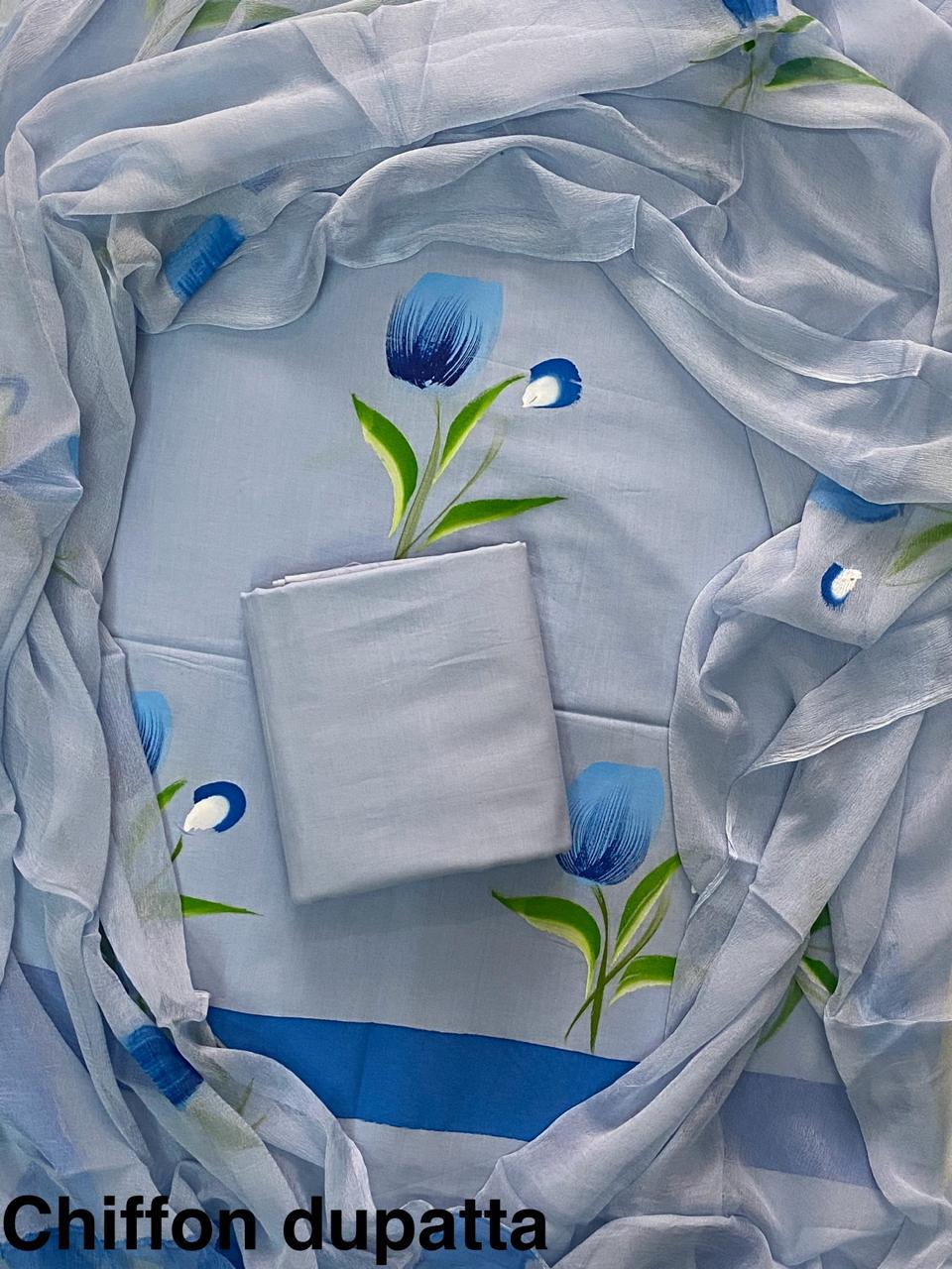 JAAL HAND BLOCK PRINT COTTON SUIT SET WITH CHIFFON DUPATTA(WACFCOTMU106)