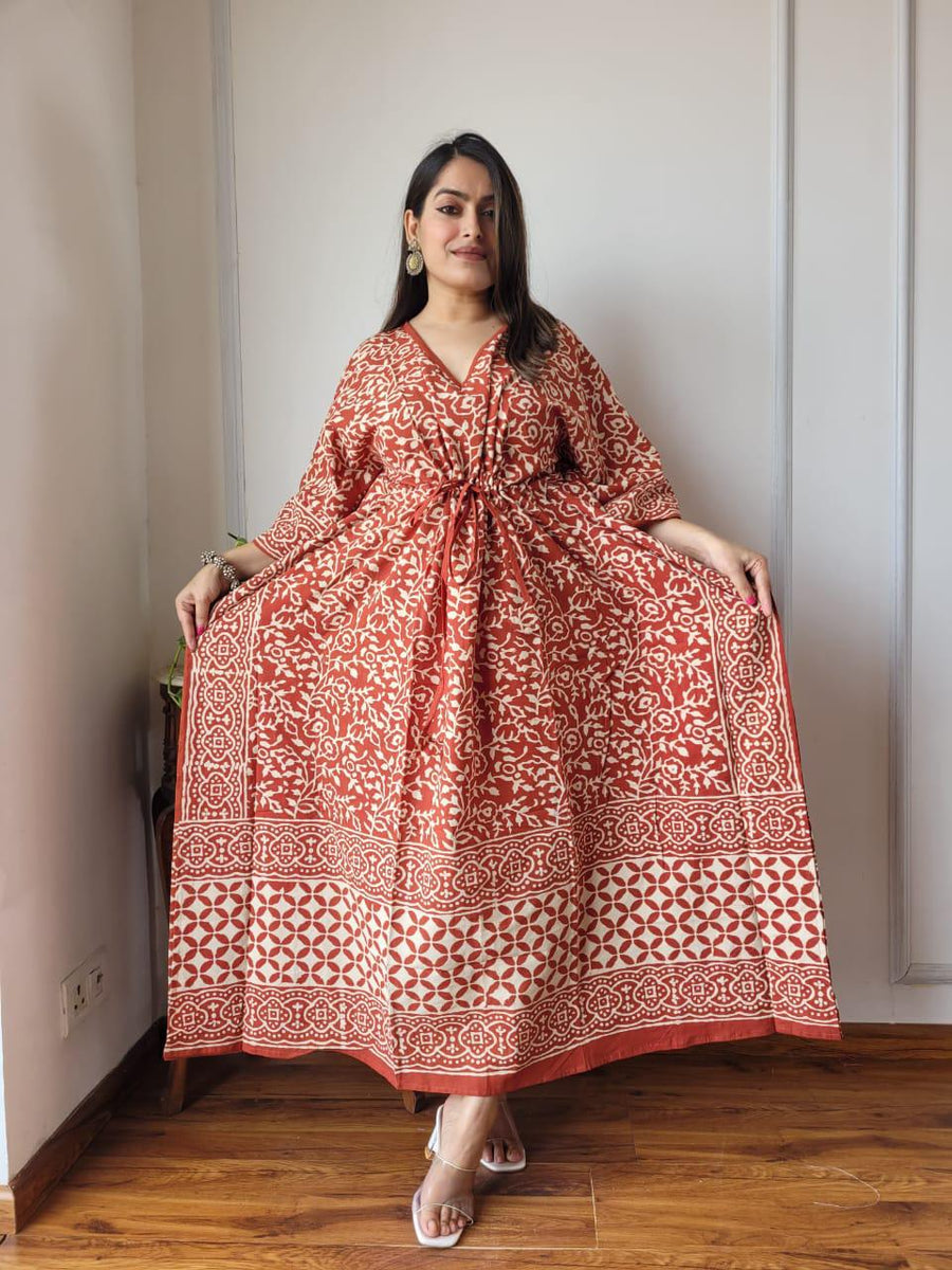 Exclusive New  Added Hand Block printed KAFTAN 🔸️Authentic PRINT, with natural colours69
