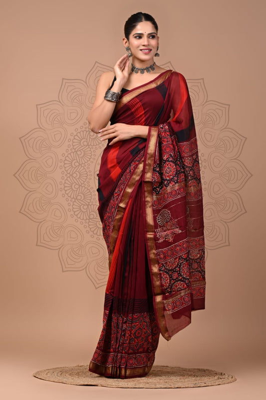 Premium Maheshwari Silk Saree (SWSRMAH136)