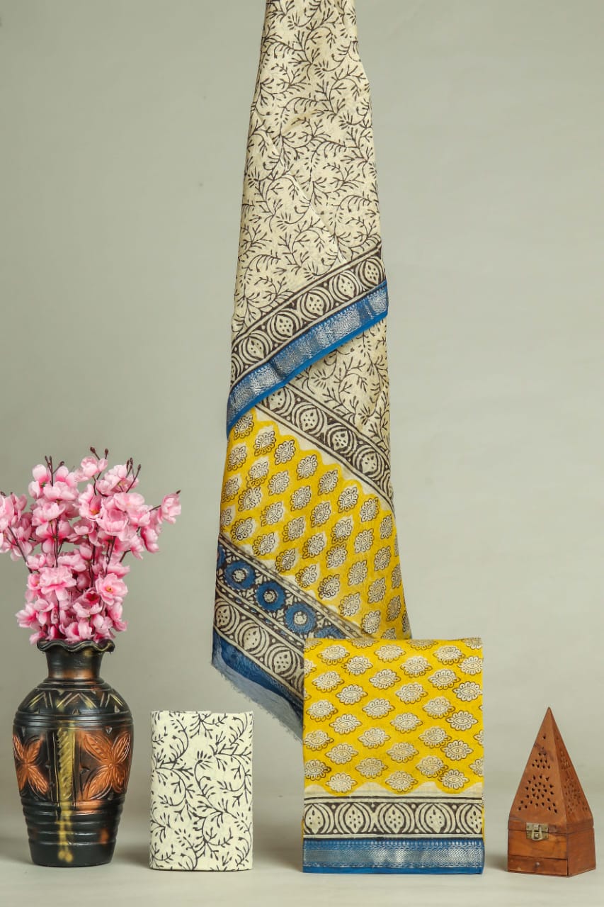 PREMIUM HAND BLOCK PRINT MAHESHWARI SILK SUIT SET 20