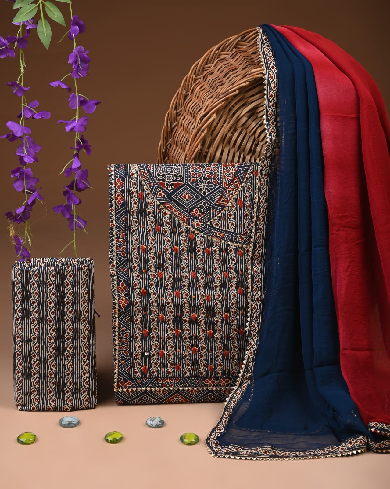 Designer zari gotapatti work Cotton Suit with chiffon dupatta(WAGP 93)
