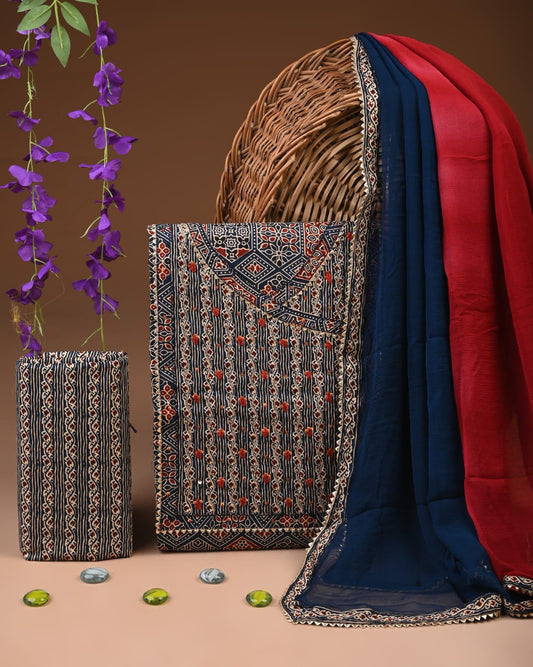 Designer zari gotapatti work Cotton Suit with chiffon dupatta(WAGP 93)