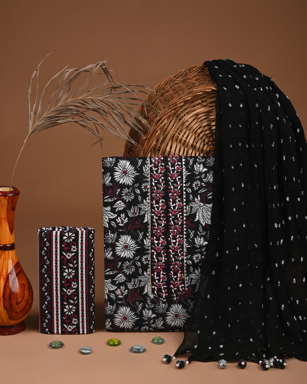 Designer zari gotapatti work Cotton Suit with chiffon dupatta(WAGP88)